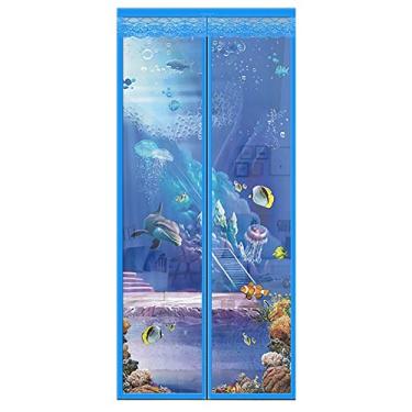 Imagem de DENGZH Porta de tela magnética, rede mosquiteira de malha de fibra de vidro atualizada com imãs longos gravidade ponderada na parte inferior, telas de porta frontal com vedação completa, compatível