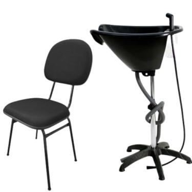 Imagem de HENVIFER, Kit Lavatório salão cabelo Preto + Cadeira Almofadada macia
