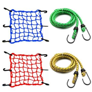 Imagem de Kit 2 Cordinhas e 2 Rede Elástica 30X30 Aranha Prender Moto Bagageiro Baú Capacete