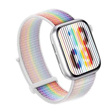 Imagem de Bifeiyo Pulseira esportiva de nylon para Apple Watch séries 10, 9, 8, 7, 6, 5, 4, 3, 2 e 1 SE, Ultra(38/40/41/S10-42 mm, Pride White)