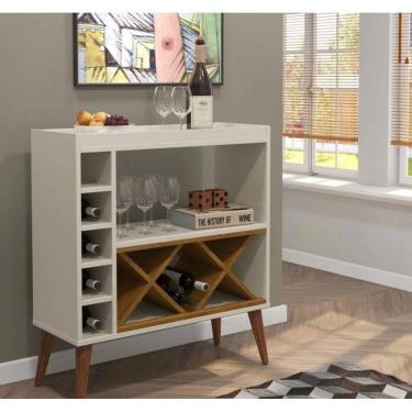 Imagem de Aparador Retrô Pés Palito Com Adega Off White Com Freijó