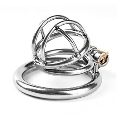 Imagem de Dispositivo de castidade com trava furtiva de malha 3D, gaiola de pênis respirável de aço inoxidável, anel peniano, cinto de castidade, brinquedo sexual de abstinência para homens(2 Ring,40mm)
