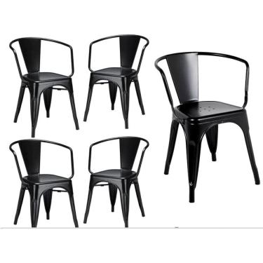 Imagem de Kit 5 Cadeiras Iron Tolix Francesinha Industrial com Apoio de Braços Pretas