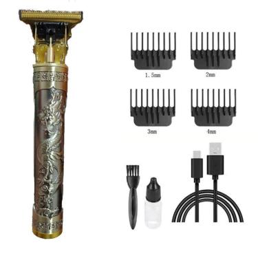 Imagem de Maquina Profissional Barbeador Corta Cabelo Carregamento Usb Dourado