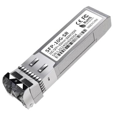 Imagem de Módulo de fibra SFP+ de 10 Gb de alta velocidade, compatível com Cisco, Netgear, Meraki e mais | Transceptor LC multimodo 10GBase-SR, MMF de 850 nm alcance de transmissão de até 550 metros