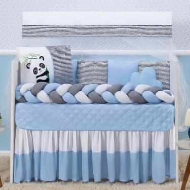 Imagem de Kit Protetor Berço Completo Americano Trançado Ursinho Panda Menina Ro