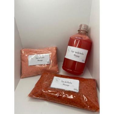 Imagem de Kit Morango Docinho 500g Sais De Banho Espumante/500g Sais De Banho Re