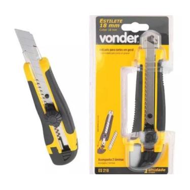 Imagem de Estilete Profissional Emborrachado Com Trava 18mm - vonder