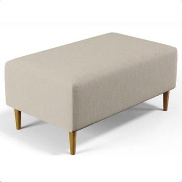 Imagem de Puff Sala Damon Multiuso Linho Gelo Pés Palito Castanho  - ARKELL, Gel