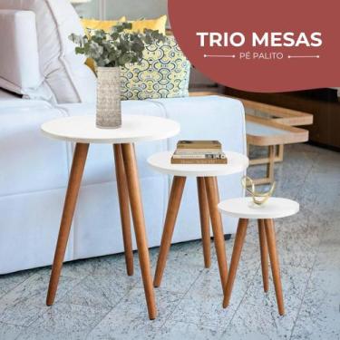 Imagem de Kit Trio Jogo de Mesas Lateral Decorativas - Kelan, Branca