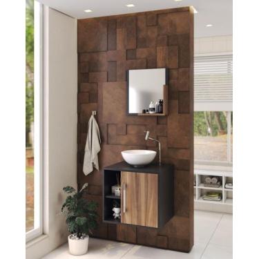 Imagem de Gabinete P/Banheiro C/cuba R30 e Espelheira Soft 50cm - Compace, Preto