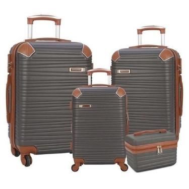 Imagem de Kit Malas Para Viagem Polo King Em Abs Grafite + Frasqueira - Luxcel