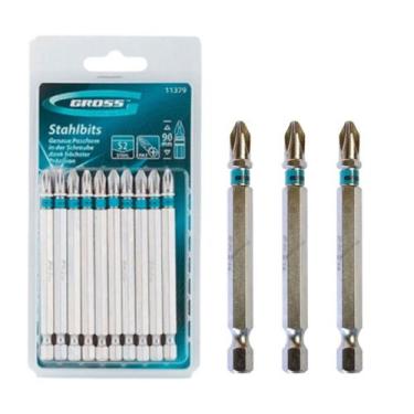 Imagem de Jogo Bits Parafusadeira Magnético 90mm Longo Ph2 Gross 10pcs Aço S2 Po