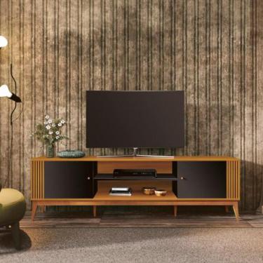 Imagem de Rack Grécia 2 Portas 200cm TV 75 Polegadas Ripado Lateral - Edn Móveis