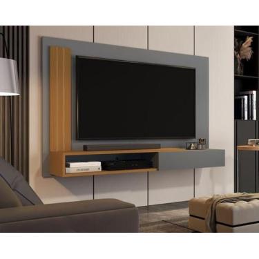 Imagem de Painel Até 50 Polegadas com porta Mariane cor Onix / Nature - Comprar 