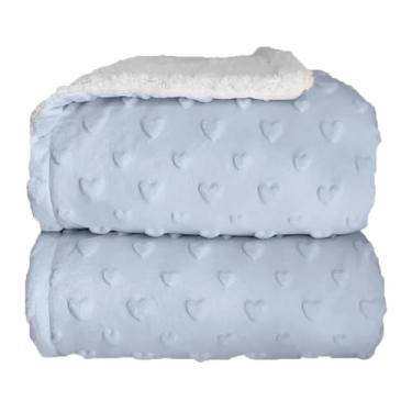 Imagem de Cobertor Donna Laço Bebê Plush com Sherpa Hearts (Azul Bebê)