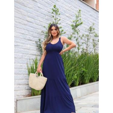 Imagem de Vestido Longo Saia com Babado Laço nas Costas - luh may, Azul, P