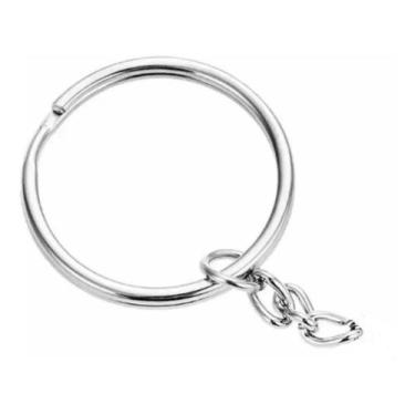 Imagem de 100 Pçs Argolas Para Chaveiro C/ Corrente - 25mm Prata - Cantinho das 