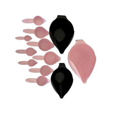 Imagem de Conjunto de tigelas de medição e mistura de 12 peças, mede 1/8 xícara - 12 xícaras, rosa e preto