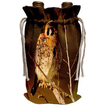 Imagem de 3dRose Saco de vinho, 34,3 cm x 21,5 cm, Young Kestrel Sparrow Hawk no pôr do sol