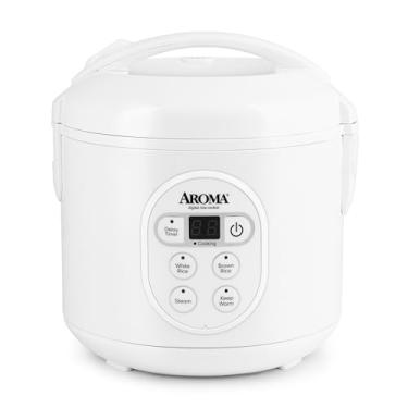 Imagem de Aroma Housewares Panela de arroz digital de 8 xícaras (cozida) (4 xícaras não revestidas) e vaporizador de alimentos (ARC-914D), branco