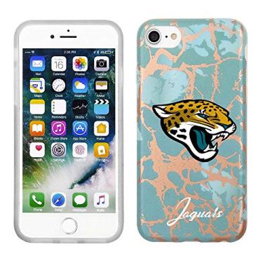 Imagem de Prime Brands Group Capa de celular para Apple iPhone 8/7/6S NFL licenciado Jacksonville Jaguars, mármore de ouro rosa e azul-petróleo