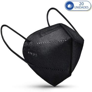 Imagem de Kit 20 Máscaras Descartáveis KN95 PFF2 Preta com Clip Nasal - Máscara 