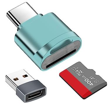 Imagem de Leitor de cartão TF, leitor de cartão micro SD, adaptador de leitor de cartão de memória TF tipo C com adaptador USB C para USB compatível com laptops, MacBook, Samsung Galaxy (azul)