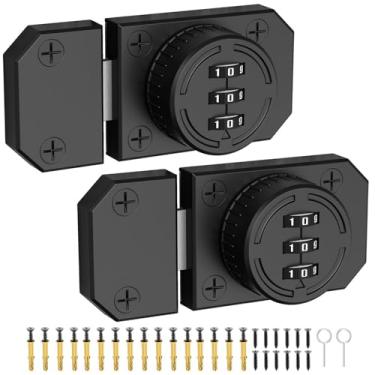 Imagem de Fechadura de armário sem chave, fechadura mecânica de combinação de 3 dígitos, fechadura de gaveta de liga de zinco com parafusos para porta unidirecional, porta de celeiro, armário, fechadura de