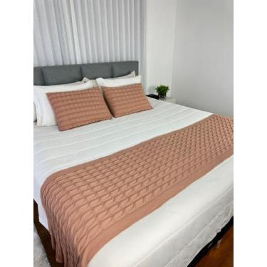 Imagem de Peseira Manta Trança Sala Cama Queen Sofa Tricot 230x60cm - Calu Trico