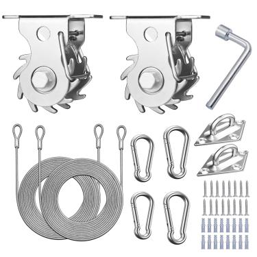 Imagem de HDYAR Kit de ferragens de vela com tensor de fio de guincho catraca para instalação de vela de sombra retangular/triangular, aço inoxidável 304 para jardim, ao ar livre (guincho + kit de ferragens +