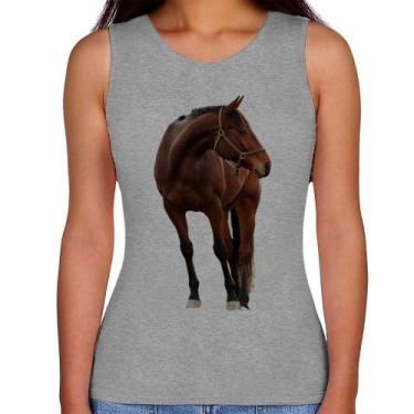 Imagem de Regata Feminina Cavalo Andaluz - Foca na Moda, Cinza, G