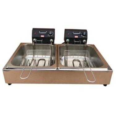 Imagem de Fritador Elétrico 3000w  10 litros 2 cubas - Magfryer Inox , 220V