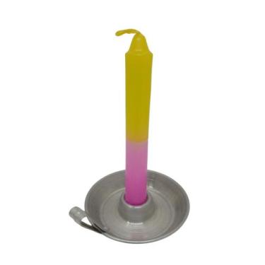 Imagem de Vela Palito Bicolor Rosa Amarelo 50 unidades 12cm - velas oliveira