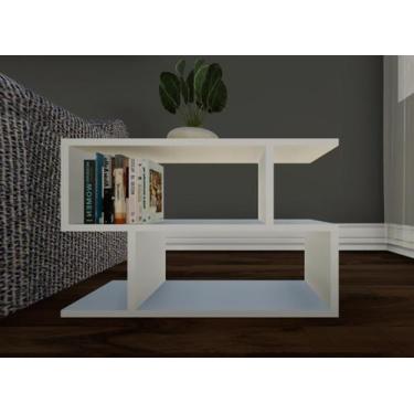 Imagem de Mesa de Canto Branca Branco Mesinha Auxiliar de Sofa Sala Mesa Lateral
