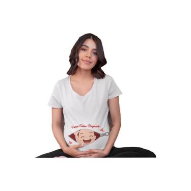 Imagem de Camiseta Gestante Estou Chegando Papai Chá De Bebê Grávida Branca - De