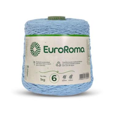 Imagem de  Barbante Colorido Euroroma 1kg Nº6 Crochê e Tricô, Azul Bebe - 900
