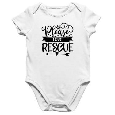 Imagem de Body Bebê Algodão Please Love Rescue - Foca na Moda, Branco, P