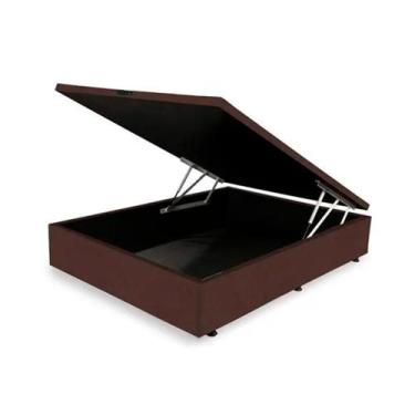 Imagem de Box com Baú Marrom de Cama Viúvo Resistente Madeira - FácilPedido
