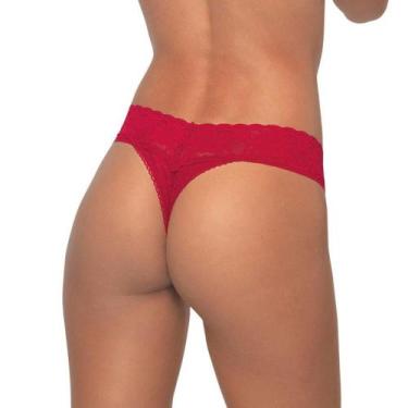 Imagem de Calcinha Fio Dental Rendada DeMillus 51190, A, Carmim