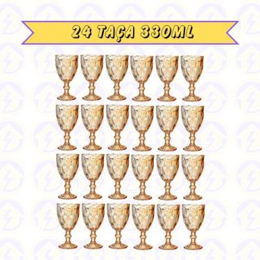 Imagem de 24 Taça Diamante de Vidro Ambar Metalizada 330ML Eventos - Class Home,