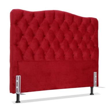 Imagem de Cabeceira de Cama Box Casal 138 cm Larhome Dunas Suede Veludo Vermelho