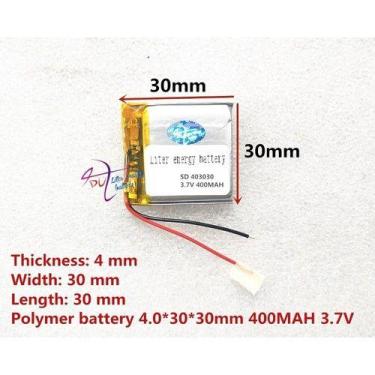 Imagem de Bateria 3,7v 4mm X 30mm X 30mm  400 Mah Com 2 Fios  - KMIG