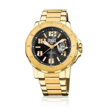 Imagem de Relógio Pulso Everlast Masculino Aço Prova D'água E640, Dourado+Preto,