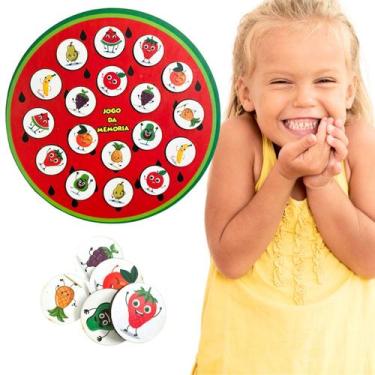 Imagem de Jogo da Memoria Infantil Divertido Frutas Tabuleiro Redondo - Tralalá