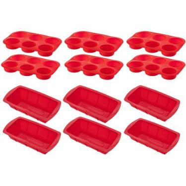 Imagem de 6 Kit Forma Cupcake Bolo + Forma Para Pão Sortida Silicone - QUALITY H