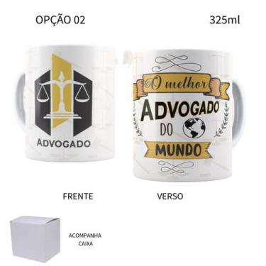 Imagem de Caneca 325ml Profissões Advogado Advogada Advocacia - LARANJA E MIMOS