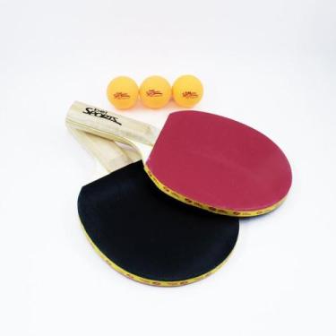 Imagem de Raquete para PING PONG KIT com 2 Raquetes + 3 Bolas - Belfix