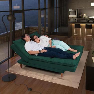 Imagem de Sofá Cama Vancouver com Banqueta Suede - Casa Imperial, Verde 403