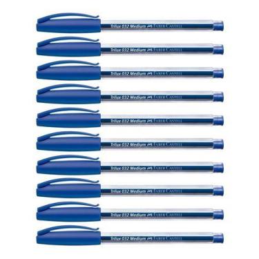 Imagem de Kit 10 Canetas Esferografica Faber Castell Trilux Medium 1.0 - Faber-C